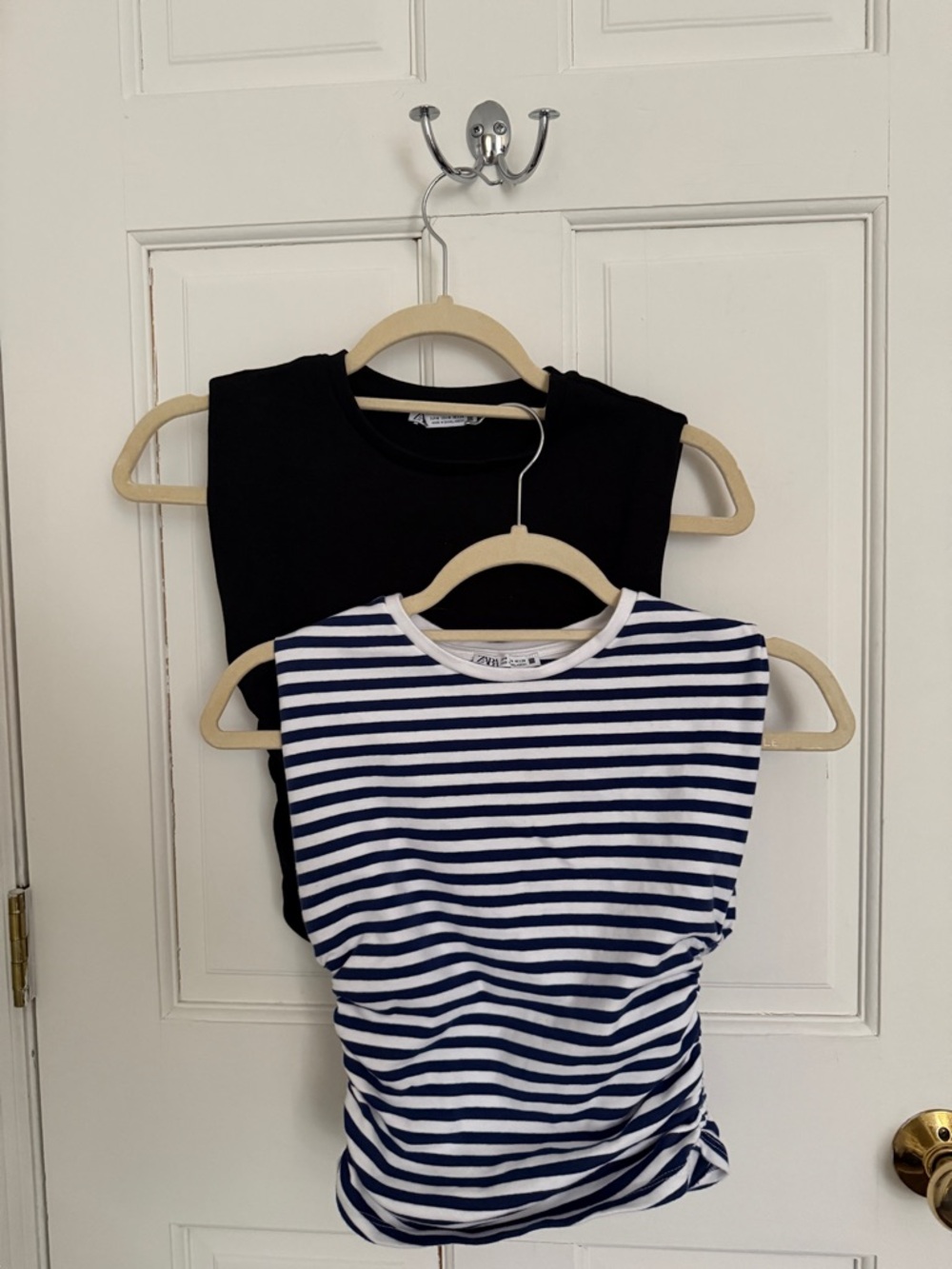 Zara Navy & White Striped & Black Tank Tops (set of 2)